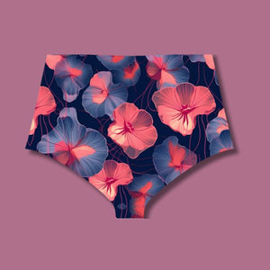 Culotte Taille Haute Fleur Bleu